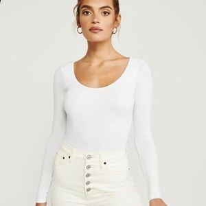 Abercrombie & Fitch Long Sleeve Bodysuit in White